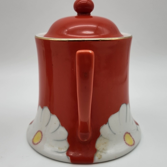 Anthropologie Grace White Daisy Cream Pitcher & Sugar Bowl  Gold Trim. - Picture 3 of 10